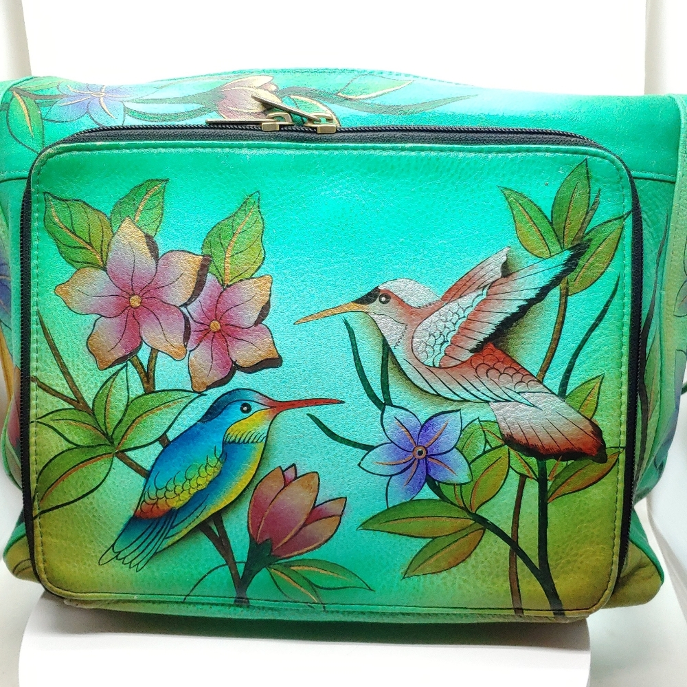 Anuschka Bag Purse Crossbody Organizer Hummingbird